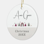 Boho Rainbowとハートの名前フォトクリスマス セラミックオーナメント (左)