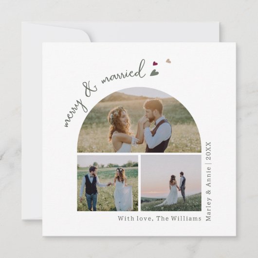 Boho Rainbowとハートメリー&結婚した3枚の写真 シーズンカード (正面)