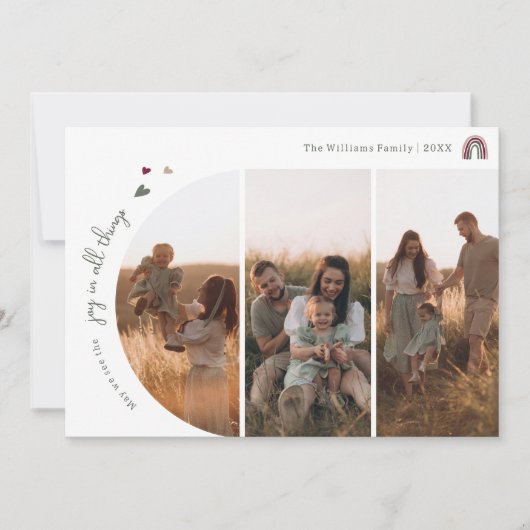 Boho RainbowとハートJoy In All Things 4 Photo シーズンカード (正面)