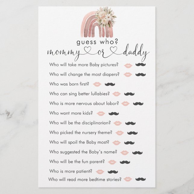 Boho Rainbowはベビー「誰を推測」のゲームを願う (正面)