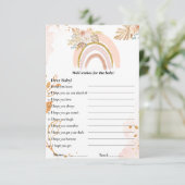 Boho Rainbowは赤ちゃんシャワーゲームカードを望む 招待状 (スタンド正面)