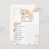 Boho Rainbowは赤ちゃんシャワーゲームカードを望む 招待状 (正面/裏面)