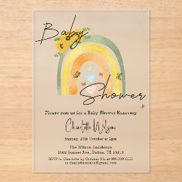 Boho Rainbowひまわり赤ちゃんシャワー アクリル招待状