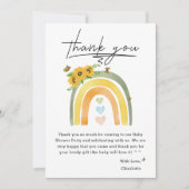 Boho Rainbowひまわり赤ちゃんシャワー サンキューカード (正面)