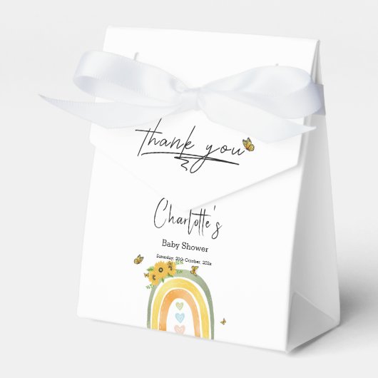 Boho Rainbowひまわり赤ちゃんシャワー フェイバーボックス (正面サイド)