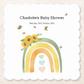 Boho Rainbowひまわり赤ちゃんシャワー ペーパーコースター (正面)