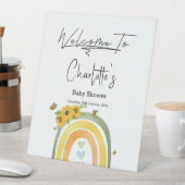 Boho Rainbowひまわり赤ちゃんシャワー 台座サイン (インサイチュ)