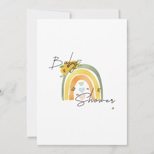 Boho Rainbowひまわり赤ちゃんシャワー 招待状 (裏面)