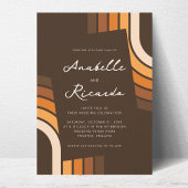 Boho RainbowスクリプモダントQRコードフォト結婚ズ 招待状