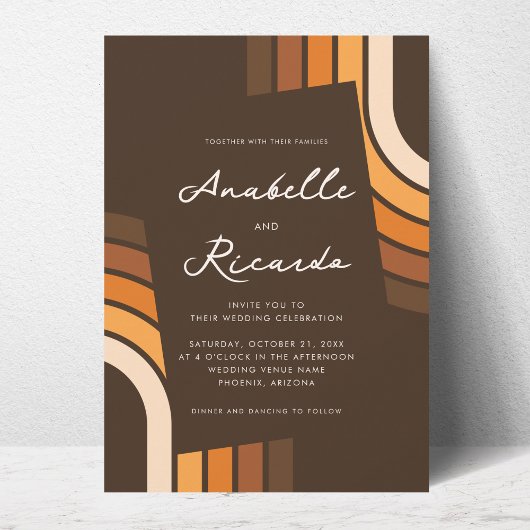 Boho RainbowスクリプモダントQRコードフォト結婚ズ 招待状