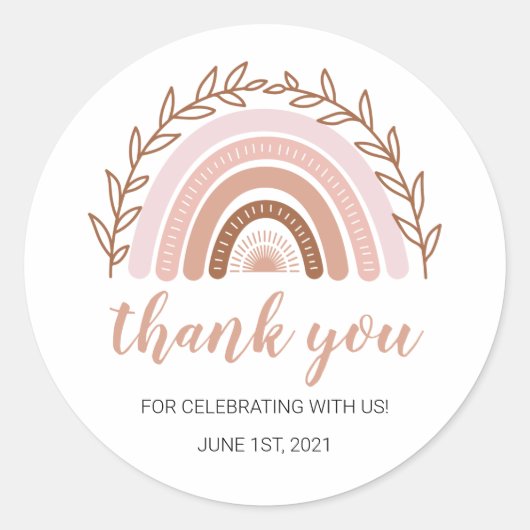 Boho Rainbowスタンプ,誕生日 |シャワースタンプ ラウンドシール (正面)