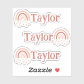 Boho Rainbowハート名Vinylスタンプ – 3セット シール (シート)