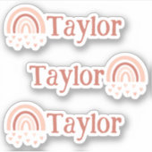 Boho Rainbowハート名Vinylスタンプ – 3セット シール (正面)