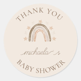 Boho Rainbowパーソナライズされた Baby Shower Thank You ラウンドシール