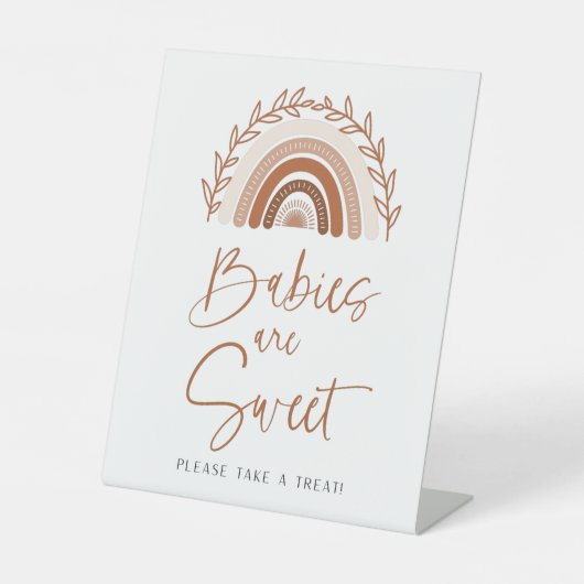 Boho Rainbowベビーは甘い赤ちゃんシャワーのサイン 台座サイン (正面)
