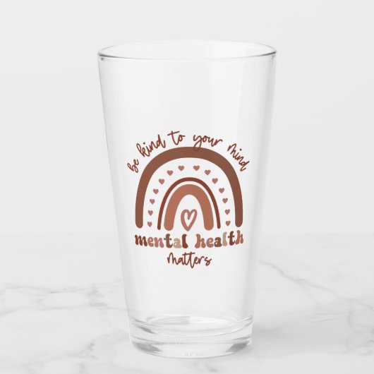 Boho Rainbowメンタルヘルスあなたの心に優しくすること タンブラーグラス (正面)