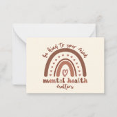 Boho Rainbowメンタルヘルスあなたの心に優しくすること ノートカード (正面)