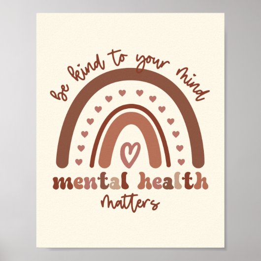 Boho Rainbowメンタルヘルスあなたの心に優しくすること ポスター (正面)