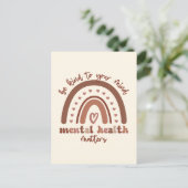 Boho Rainbowメンタルヘルスあなたの心に優しくすること ポストカード (スタンド正面)