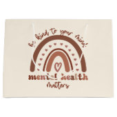 Boho Rainbowメンタルヘルスあなたの心に優しくすること ラージペーパーバッグ (正面)