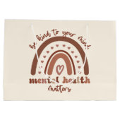 Boho Rainbowメンタルヘルスあなたの心に優しくすること ラージペーパーバッグ (裏面)