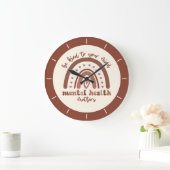 Boho Rainbowメンタルヘルスあなたの心に優しくすること ラージ壁時計 (ホーム)