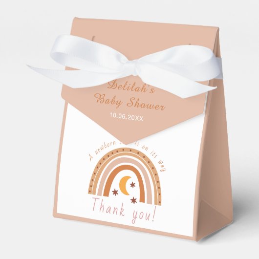 Boho Rainbowモダン Baby Shower Thank You フェイバーボックス (正面サイド)