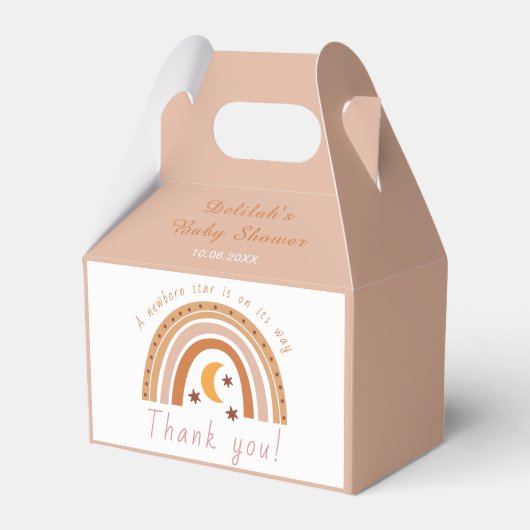 Boho Rainbowモダン Baby Shower Thank You フェイバーボックス (正面サイド)