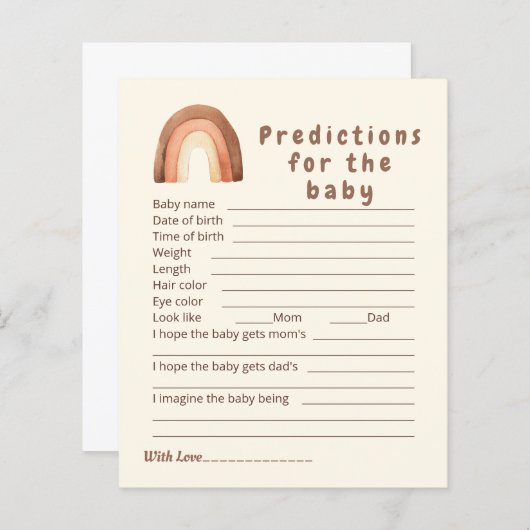 Boho rainbow予測ベビーゲーム。 (正面/裏面)