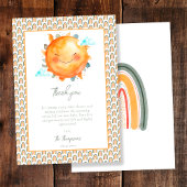 Boho Rainbow太陽の光の少し赤ちゃんシャワー サンキューカード