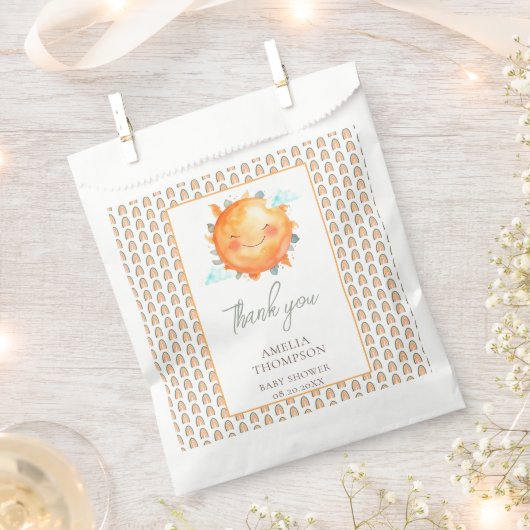 Boho Rainbow太陽の光の少し赤ちゃんシャワー フェイバーバッグ (クリップ留めされた状態)