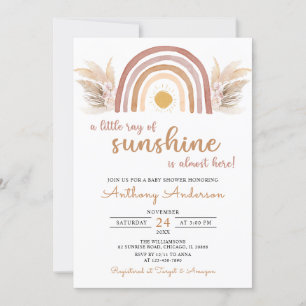 Boho Rainbow太陽の光の少し赤ちゃんシャワー 招待状