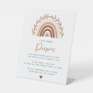 Boho Rainbow深夜おむつ赤ちゃんシャワーサイン 台座サイン