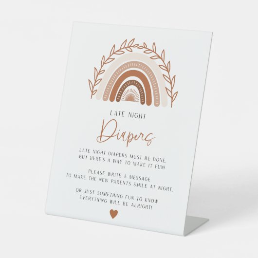 Boho Rainbow深夜おむつ赤ちゃんシャワーサイン 台座サイン (正面)