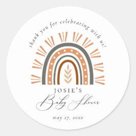 Boho Rainbow自然 Thank You Baby Shower ラウンドシール