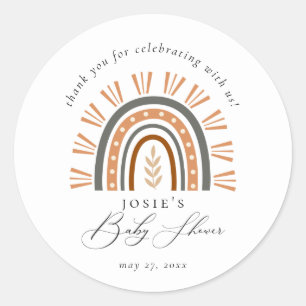 Boho Rainbow自然 Thank You Baby Shower ラウンドシール