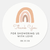 Boho Rainbow赤ちゃんシャワーありがとうお願い ラウンドシール (正面)