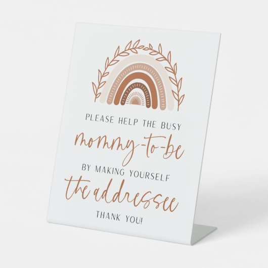 Boho Rainbow赤ちゃんシャワーアドレス帳 台座サイン (正面)