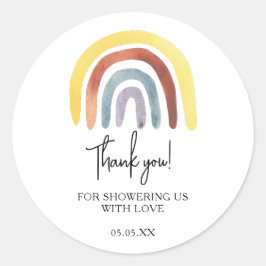Boho rainbow赤ちゃん感謝していシャワーあなたがクラシックrに賛成 ラウンドシール