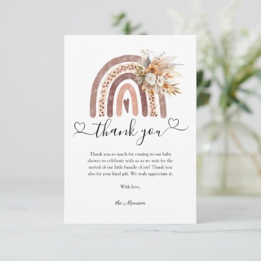 Boho Rainbow赤男女兼用ちゃんシャワーありがとう サンキューカード (スタンド正面)