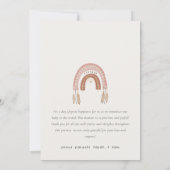 Boho Rainbow赤面スクリプト写真誕生のお知らせ サンキューカード (裏面)