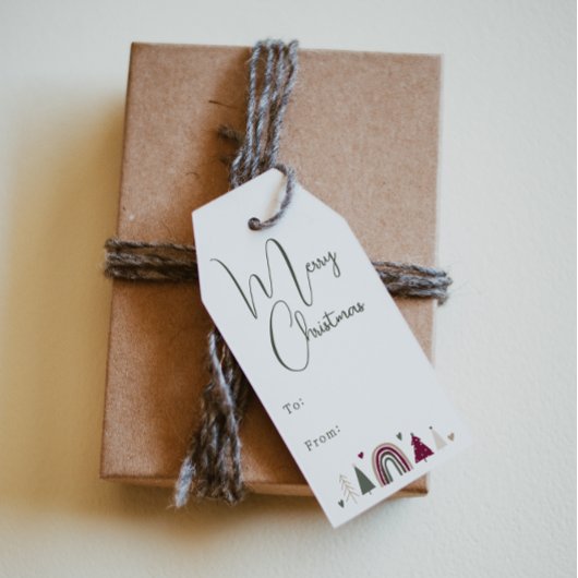 Boho Rainbow & ハートメリークリスマスの行き来 ギフトタグ