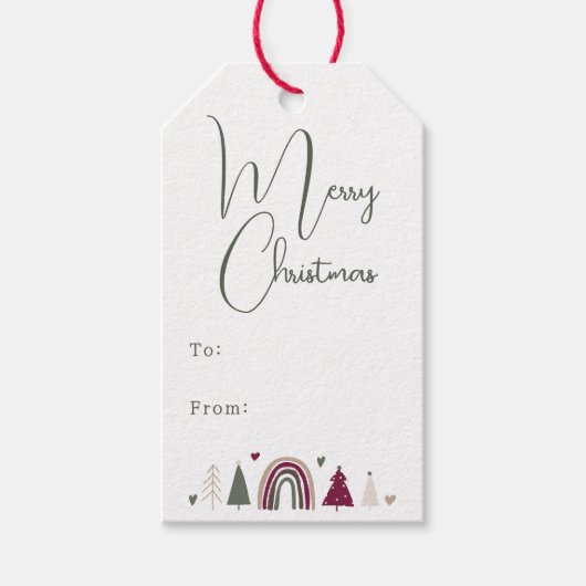 Boho Rainbow & ハートメリークリスマスの行き来 ギフトタグ (正面)