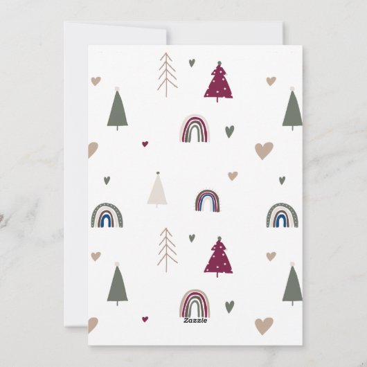 Boho Rainbow & ハートJoy垂直方向フォトクリスマス シーズンカード (裏面)