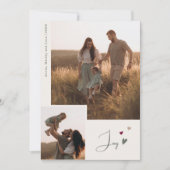 Boho Rainbow & ハートJoy Beige 2フォトクリスマス シーズンカード (正面)