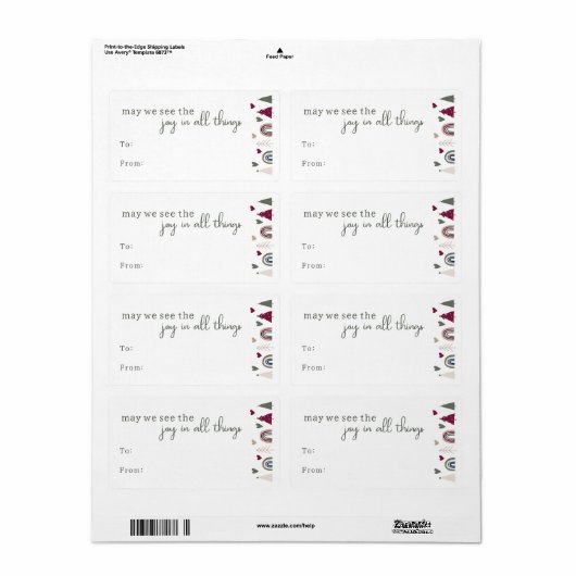 Boho Rainbow & ハートJoy In All Things Gift ラベル (フルシート)