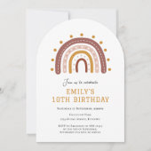Boho Rainbow 10th birthday invitation 招待状 (正面)