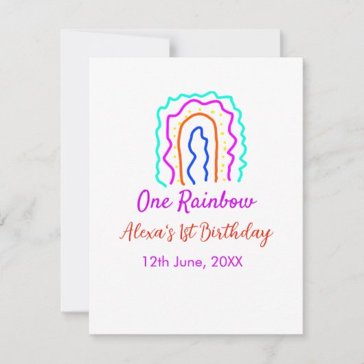 Boho Rainbow 1er anniversaire enfants lumineux rét ノートカード (正面)