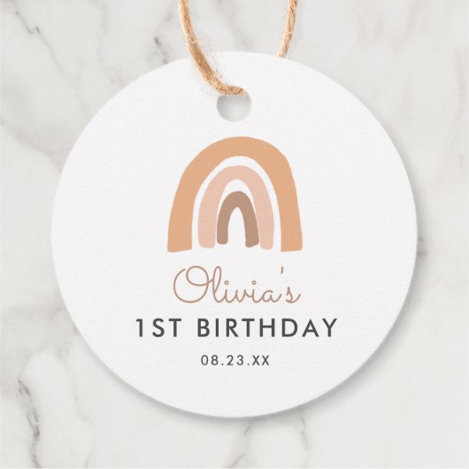 Boho Rainbow 1st Birthday Thanks You Faver フェイバータグ (裏面)