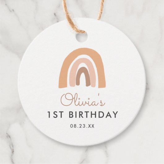 Boho Rainbow 1st Birthday Thanks You Faver フェイバータグ (正面)